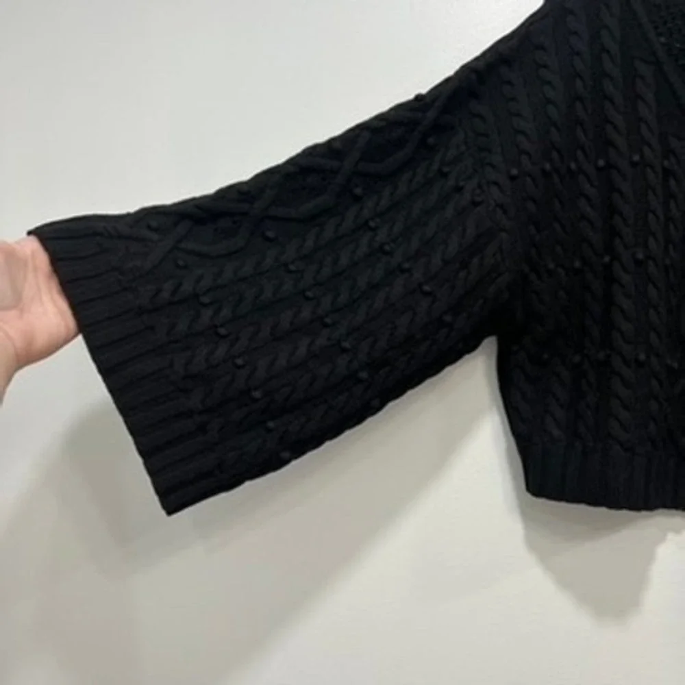 Misa Los Angeles Womens Sweater Small Black Crochet NWT $470 Knit Solid Mock - Picture 2 of 9